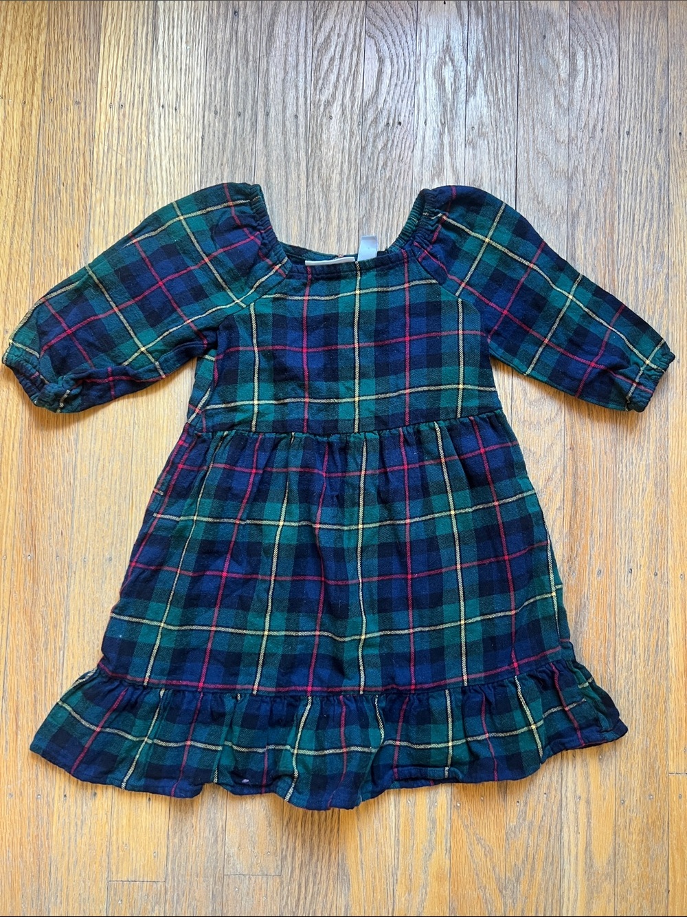 The Children's Place Dark Green Plaid Ruffle Hem Dress